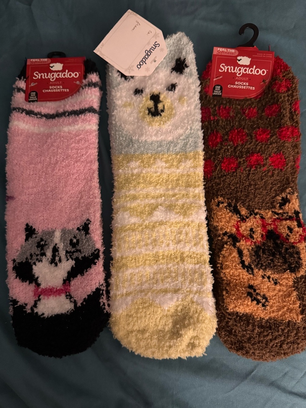 3 Pairs Of Snugadoo Adult Soft Socks Cat Dog Bear